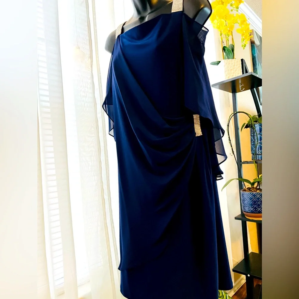 MSK 3/4 Sleeve Cold-Shoulder Embellished Sheath Dress - Picture 2 of 3